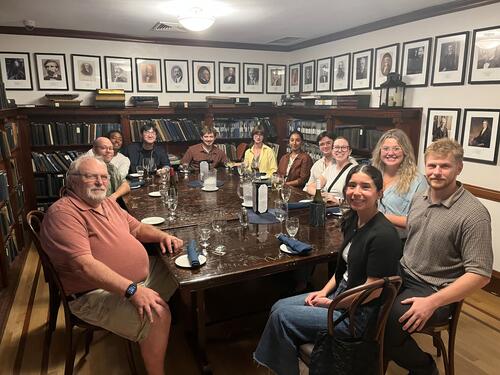 We started off the fall semester with a bang at Mory's with distinguished visitors (Payten, Liv and James) plus a few significant others. Payten and Liv were kind enough to catch a few precious items we left behind in KCL101 in the frenzied move a month ago.
