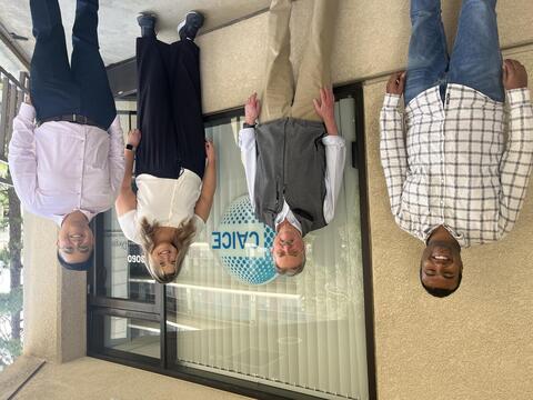 Abhijit, Mark, and Payten reunite with Thien at the 2025 MURI meeting in San Diego