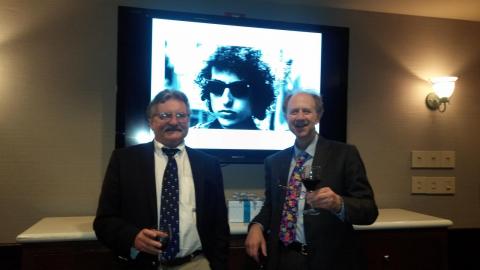 Mark and Jon Sessler (U. Texas) celebrating the first Johnson/Sessler Lecture at Yale with their good friend Bob Dylan